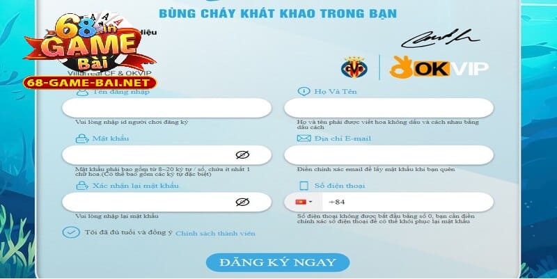 Hướng Dẫn Chơi Bắn Cá 2D Đổi Thưởng Tại 68 Game Bài 3 Form đăng ký chơi bắn cá 2D tại 68 Game Bài