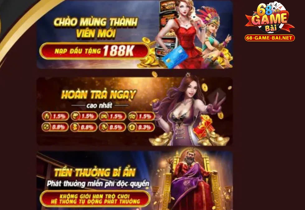 Khuyến Mãi 68 Game Bài 2 Sự kiện tặng thưởng 20% cho lần nạp thứ hai tại 68gamebai